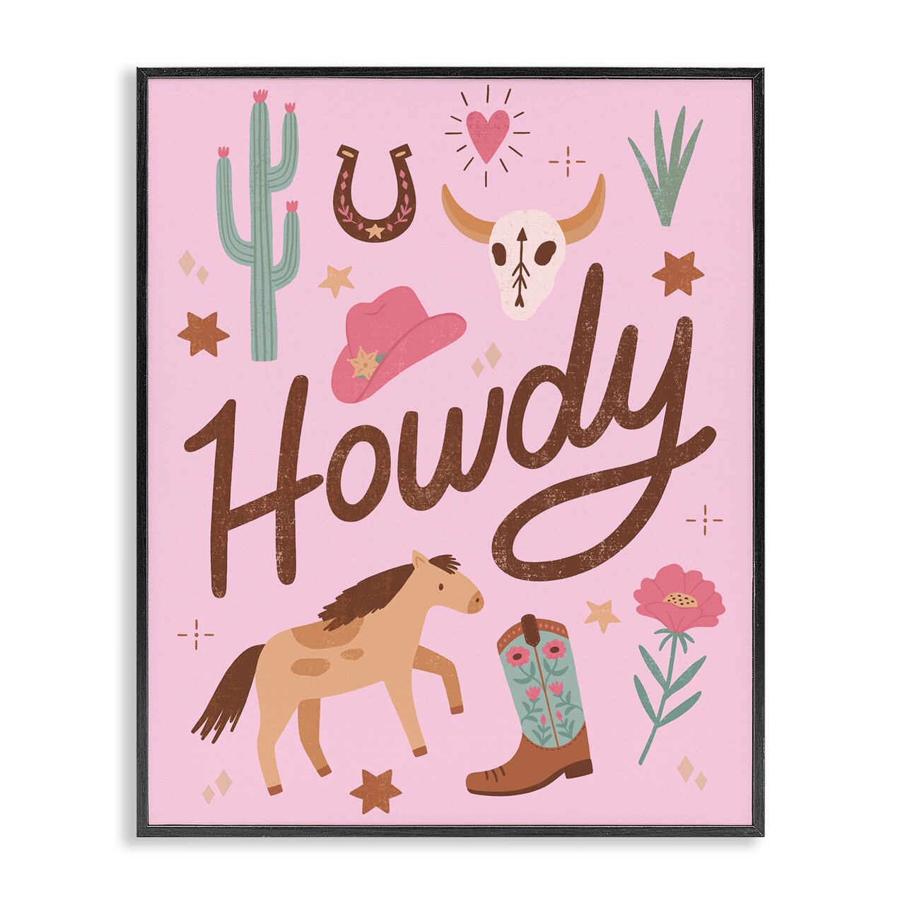 Stupell Industries Western Boho Girl Howdy Framed Giclee, design by Nina Seven